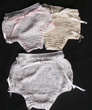RAYON OR COTTON DIAPER COVERS.  PERFECT WITH SWEATERS OR UNDER DRESSES AND GOWNS.