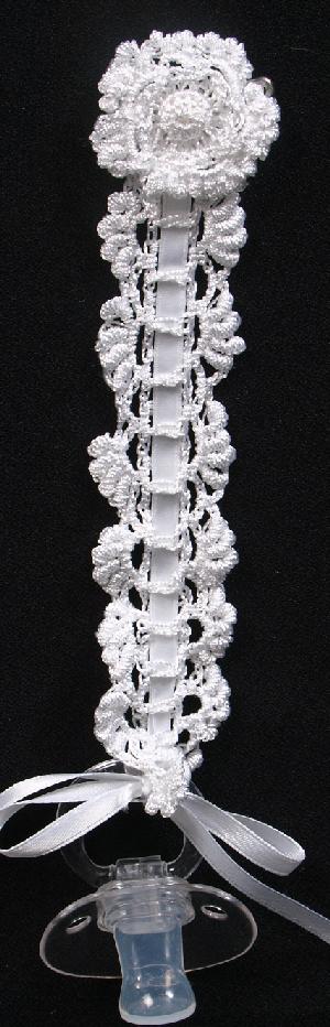 WHITE RAYON, DELICATE CROCHET LOOKS LIKE TATTING.   