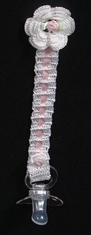 WHITE RAYON WITH WHITE FLOWERS AND ROSEBUD CENTER.  