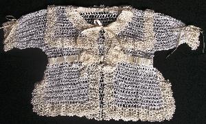 TWO TONE WHITE AND IVORY SWEATER.  VERY ELEGANT TRIM.  