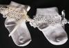 WHITE NYLON SOCKS TRIMMED WITH WHITE OR IVORY CROCHET TRIM. PERFECT ACCESSORY FOR THE DRESSES.