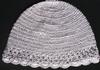 WHITE RAYON HAT WITH LACY CROCHET EDGING.   