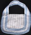 WHITE COTTON WITH BLUE STRIPES AND TRIM.   