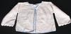WHITE COTTON WITH BLUE TRIM AND BLUE FLAP.  